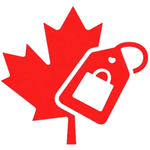 TRUE NORTH DEALS LOGO WITH RED MAPLE LEAF AND SALE TAG