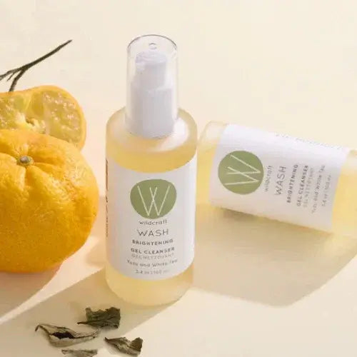 Wildcraft Brightening Gel Cleanser with yuzu and white tea, natural Canadian skincare for glowing, refreshed skin