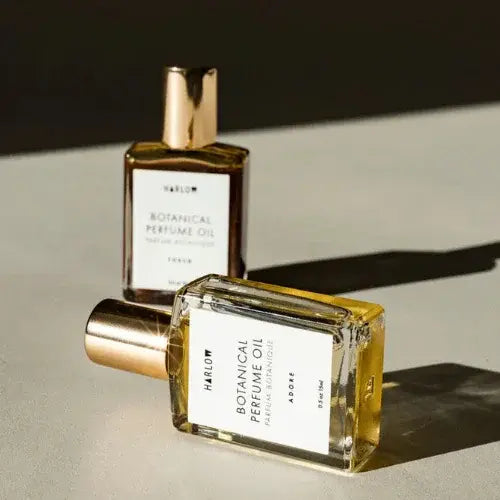 Harlow botanical perfume oils – Canadian-made natural fragrance in elegant glass bottles with gold caps, eco-friendly and handcrafted for clean beauty lovers