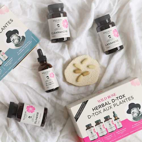 Wild Rose Herbal D-Tox products on a white surface